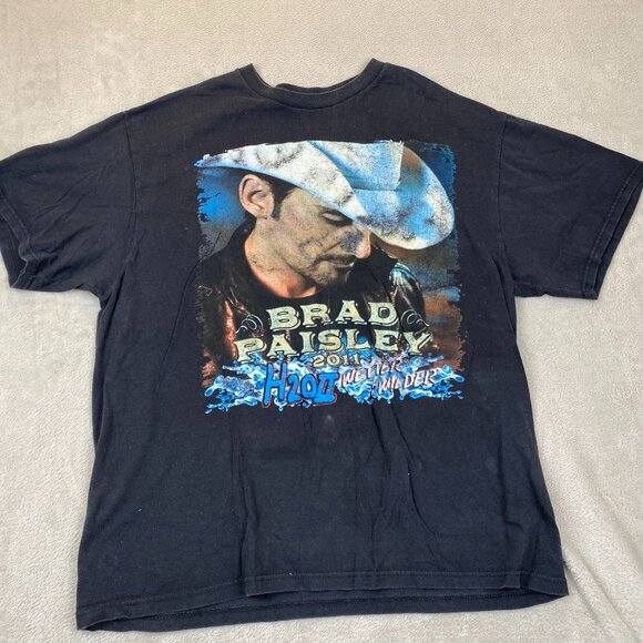 Brad Paisley Mens T-Shirt H2O Wetter & Wilder 2011 Tour Black Crewneck Casual - Picture 6 of 7
